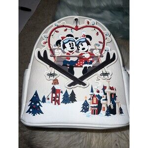 Loungefly Mickey & Minnie Mouse 2021 Holiday Mini Backpack NWT Ski Lift NWT Land